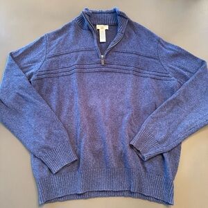 Dockers Men’s Blue Quarter Zip Cotton Long Sleeve Pullover